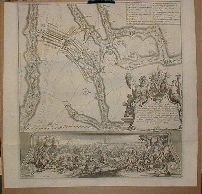 Dumont, Jean, Baron De Carlscroon (map)-Vianen, Jan Van (engraving): Plan de la Situation ou la Bataille de Ramillis....1706.