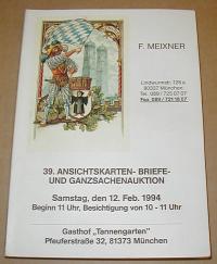 Meixner, Auktionhaus: ANSICHTKARTEN-BRIEFE-UND GANZSACHENAUKTIONEN 1994/39