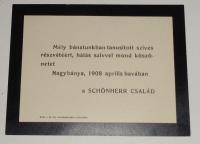 A Schönherr család részvétnyílvánító kártyája, Schönherr Gyula elhalálozásakor