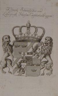 Kőnigh Schwedisches und Landgrafk Hessen Casselishes Wappen