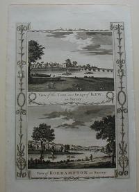 Thorton William: View of the Town and Bridge of Kew, in Surrey. View of  Roehampton, in Surrey