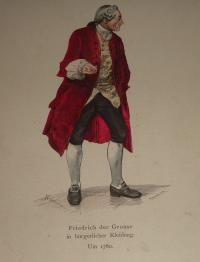 Nagy frigyes polgái viseletben. Friedrich der Grosse in bürgerlicher Keidung. Um 1780